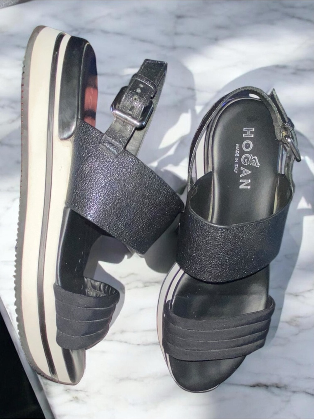 Hogan H257 Maxi Platform Sandals sz 9 Luxury Italian Sport